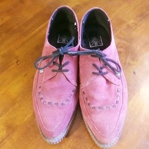 TUK Burgundy Suede Pointed Toe Creepers - Mens 11